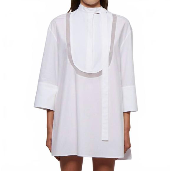 NEW VALENTINO cotton popeline mandarin collar top in white - Picture 1 of 5